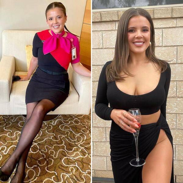 Hot Flight Attendants With And Without Their Uniform