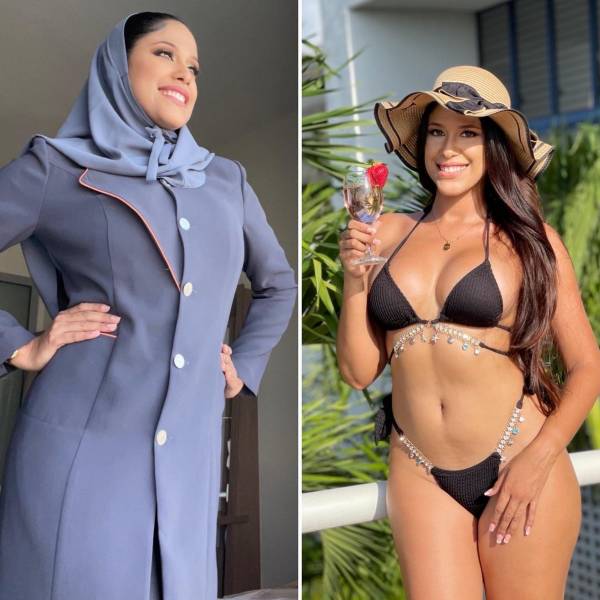 Sexy Flight Attendants With And Without Their Uniforms