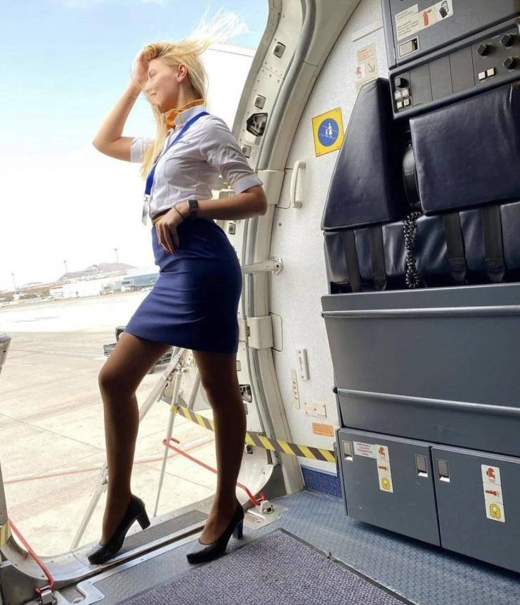 Sexy Flight Attendants With And Without Their Uniforms
